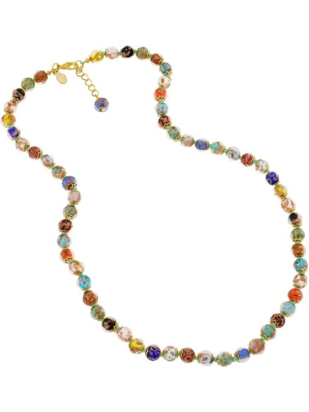 Handmade Multicolor Murano Glass Necklace - Longer Length Sommerso Beads for